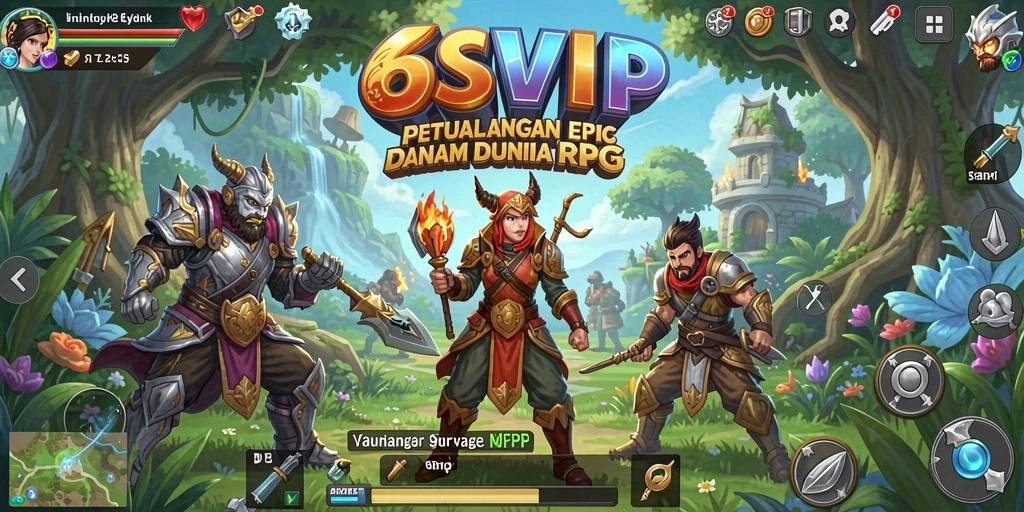 Screenshot gameplay RPG menampilkan pertempuran epik di 6SVIP.
