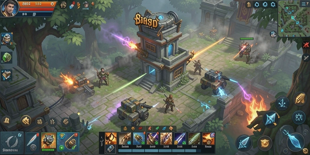 Tangkapan layar dari gameplay menampilkan strategi pertempuran yang intens.