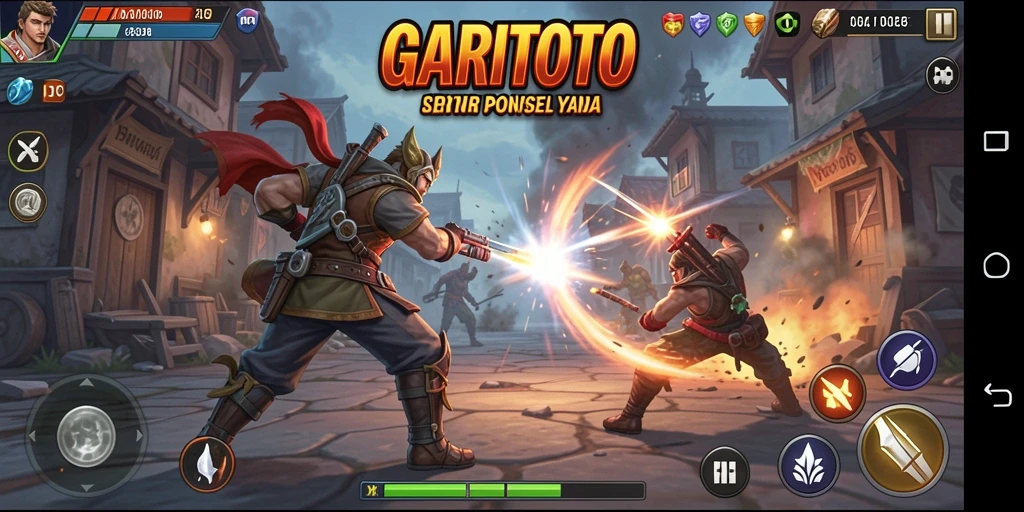 Tampilan gameplay GARITOTO dengan aksi pertarungan yang intens.