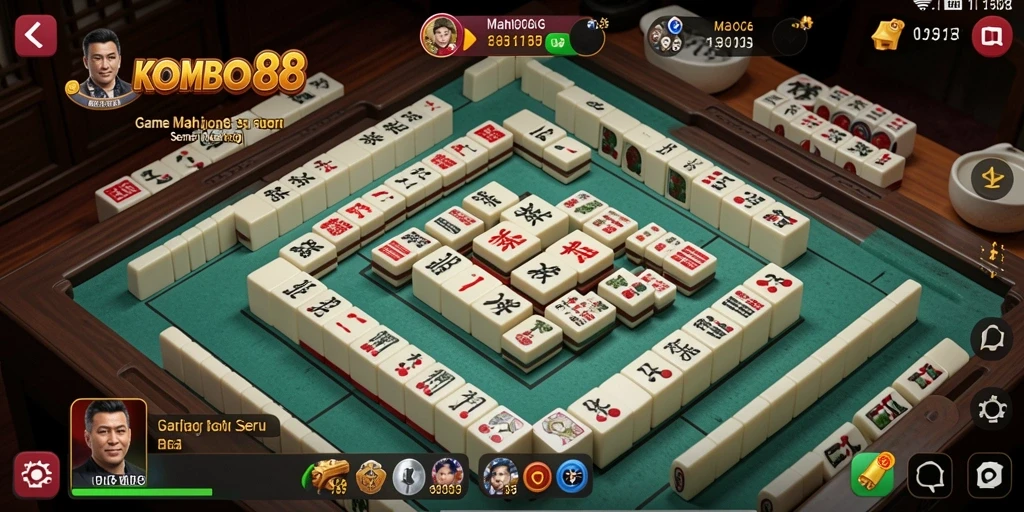 Tampilan gameplay Mahjong yang seru dan menantang di KOMBO88.