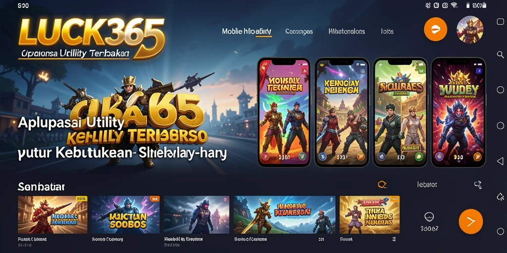 Tampilan utama LUCK365 dengan fitur-fitur utilitas yang mudah diakses.