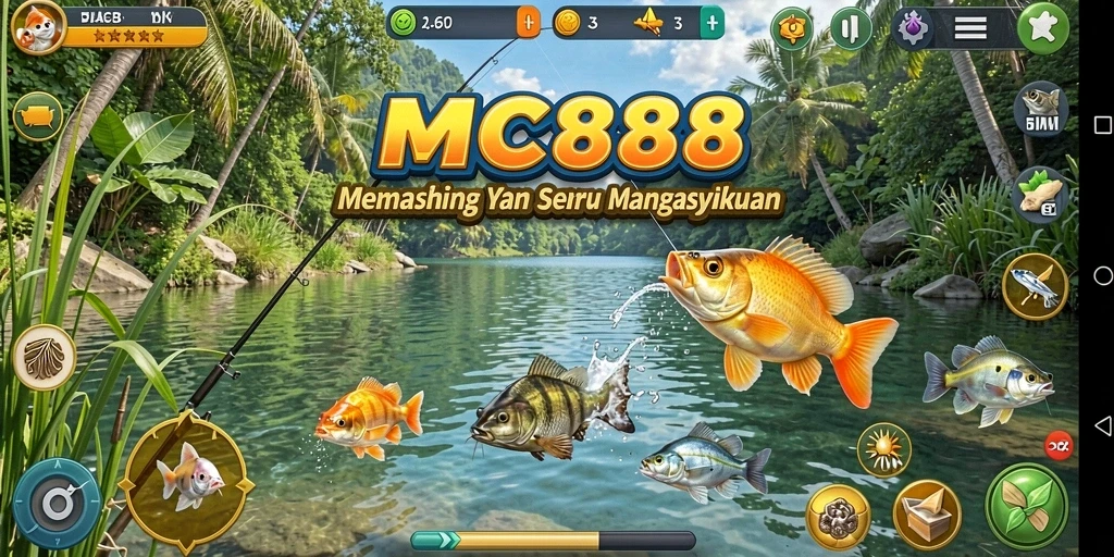Tampilan gameplay MC888 dengan suasana memancing yang menenangkan.