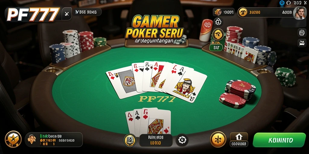 Tangkapan layar PF777 dengan gameplay Poker yang seru dan kompetitif.