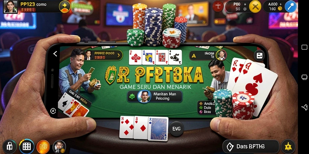 Screenshot utama PP123 menampilkan gameplay poker yang menarik dan penuh strategi.