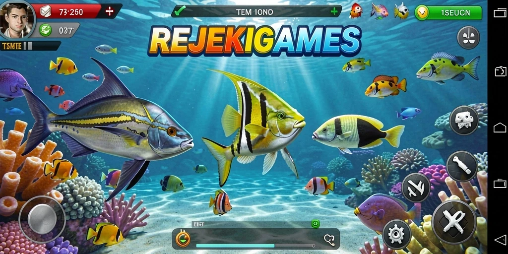 Tampilan gameplay seru dari REJEKIGAMES dengan aksi Tembak Ikan.