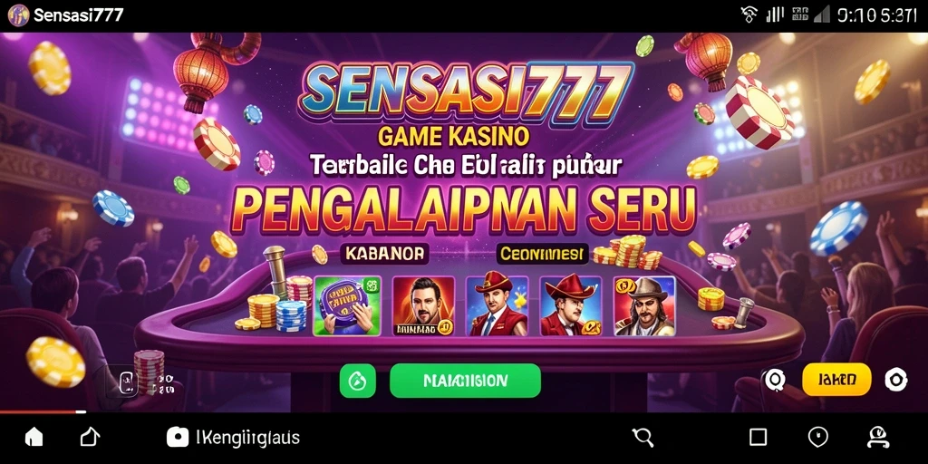 Tampilan seru dari gameplay SENSASI777 di dunia Kasino.