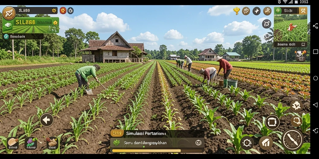 Tampilan gameplay SL888 yang menunjukkan aktivitas pertanian yang menyenangkan.