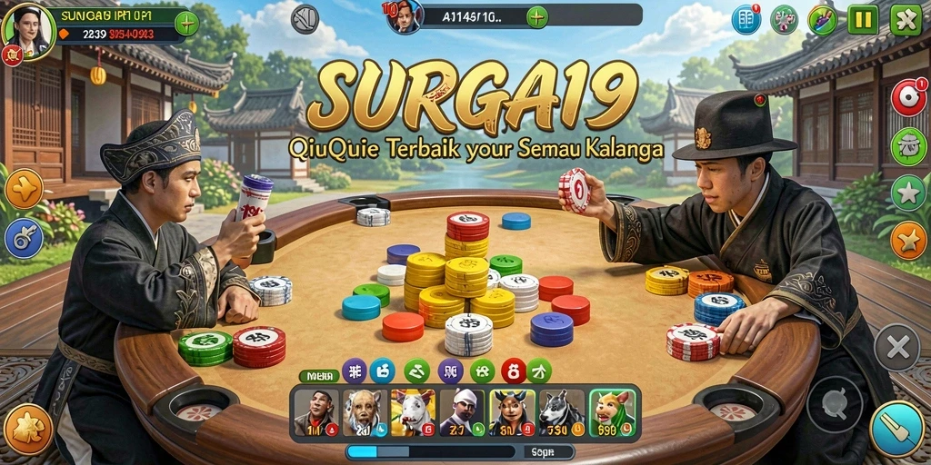 Tangkapan layar SURGA19 menampilkan aksi seru dalam permainan QiuQiu.
