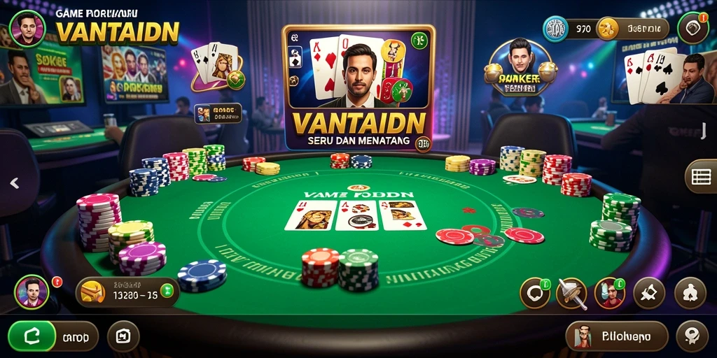 Screenshot VANTAIDN menampilkan gameplay Poker yang seru dan interaktif.