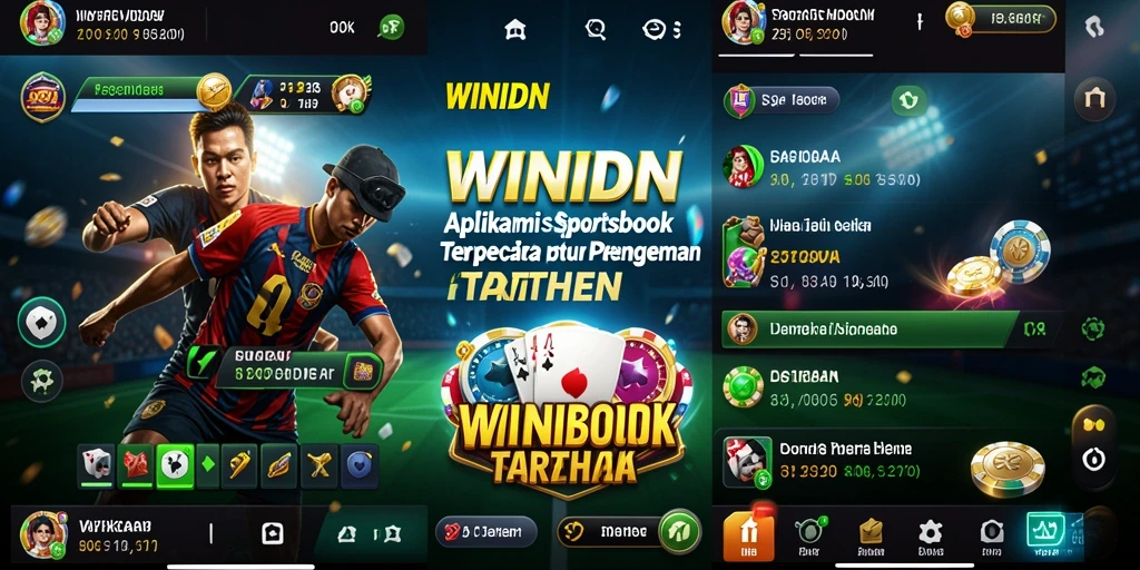 Screenshot utama WINIDN menampilkan antarmuka aplikasi taruhan olahraga yang menarik.